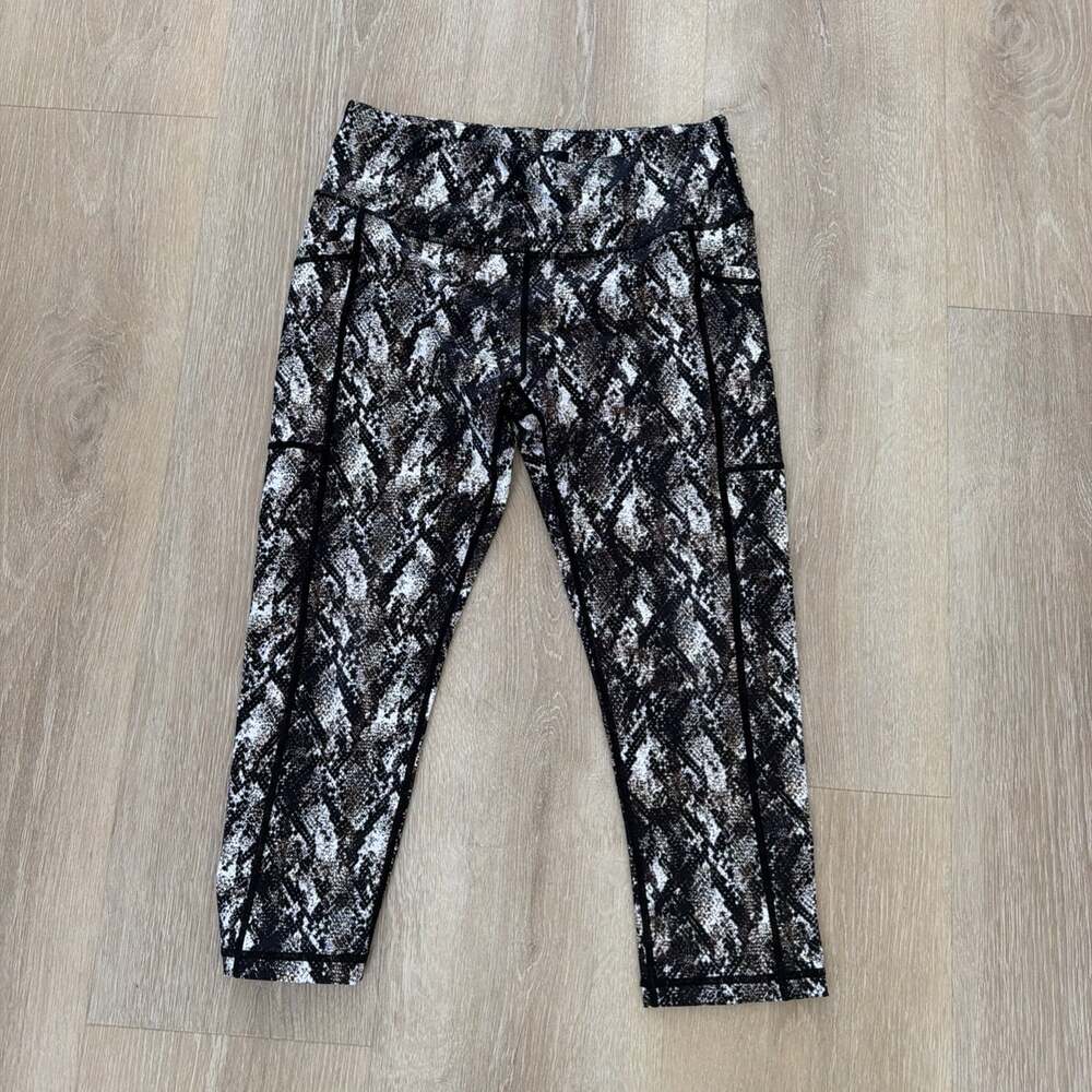 Constantly Varied Gear CVG Snakeskin Crop Leggings Brown Python Size M (50)